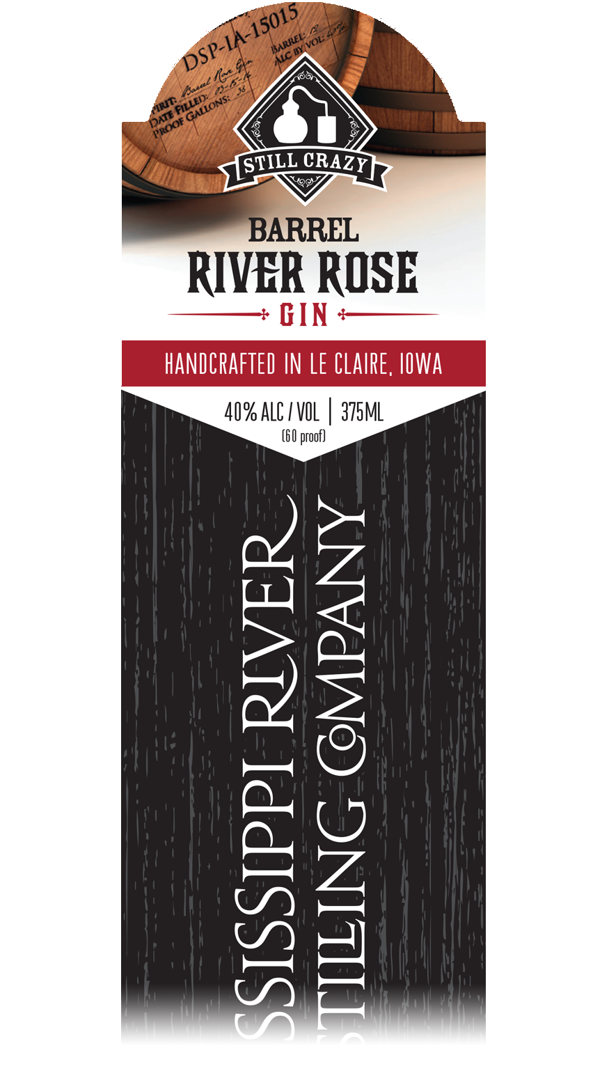 Barrel River Rose Gin label